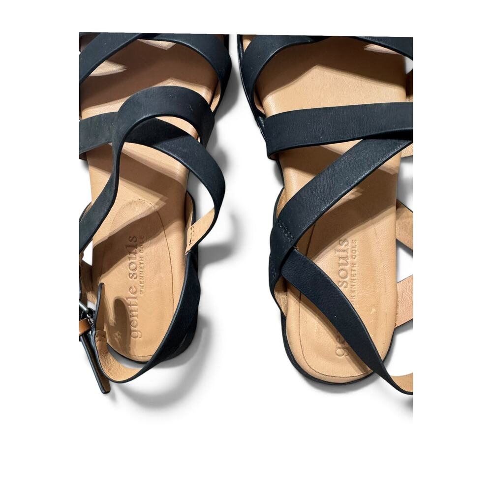Gentle Souls Women’s Black Leather Strappy Flat Sandals Size 10 - Picture 6 of 11